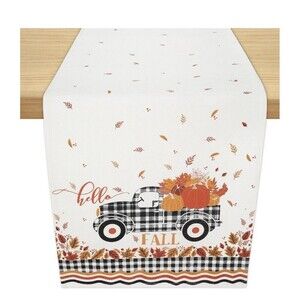 Folkulture Farmhouse Table Runner Pumpkin Truck 14x108 NEW